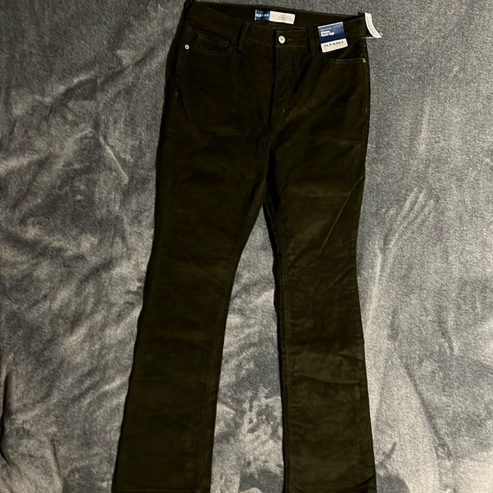 super dark green corduroy boot cut pants